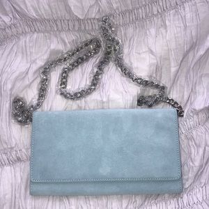 NEW Barneys New York Blue Suede Crossbody Purse